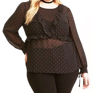 Torrid Polka Dot Ruffle Tie Blouse Sz 2 (18/20)